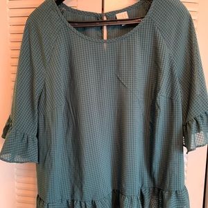 3X women’s Green and black sheer top